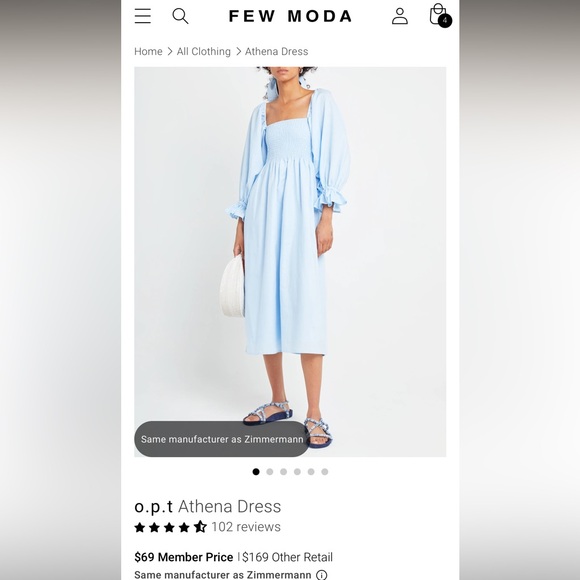 O.P.T. Athena Dress - Size Small - Blue - Picture 2 of 3